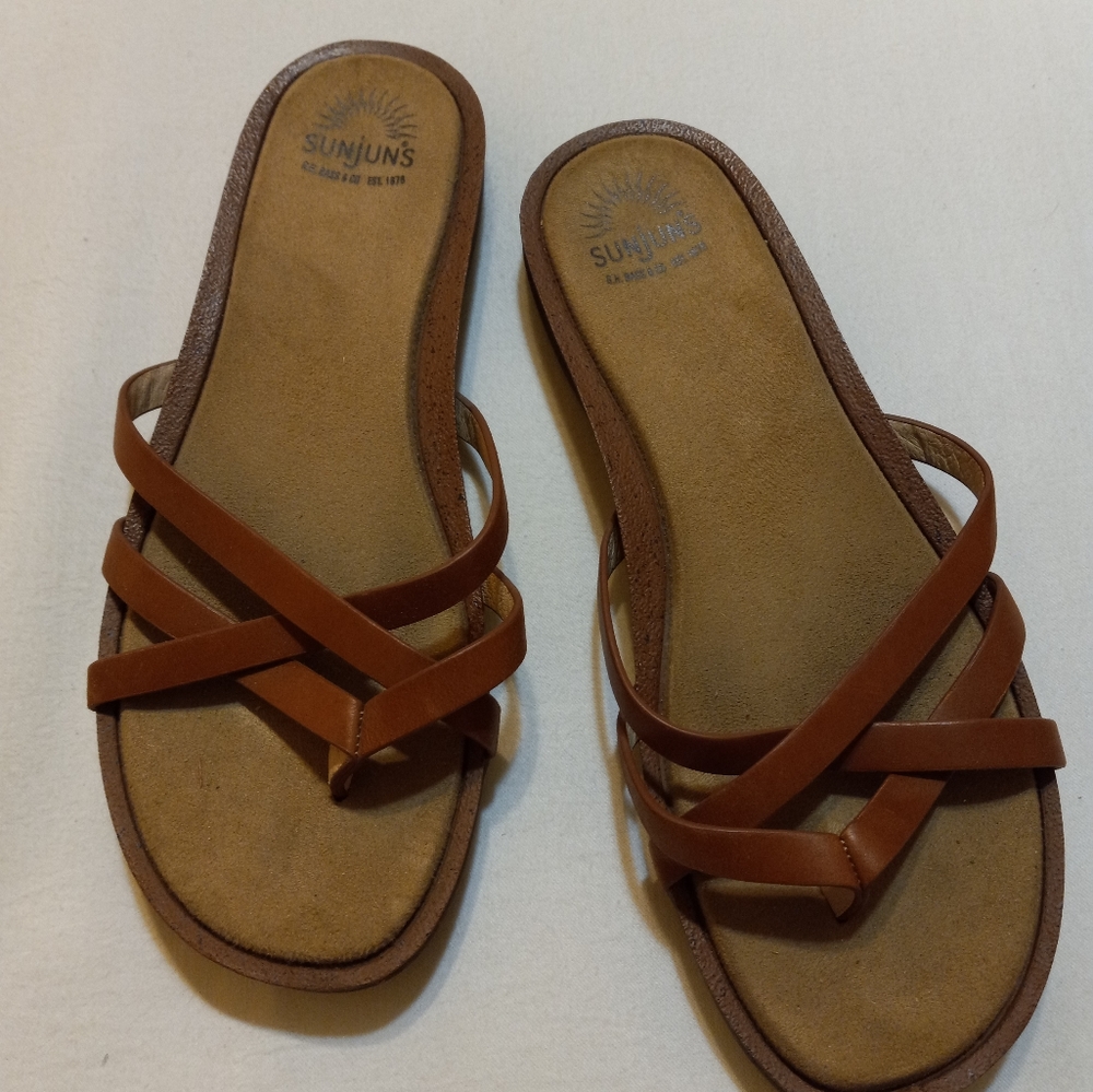 G.H. Bass Brown Leather SUNJUNS Strappy Sandal SZ 8